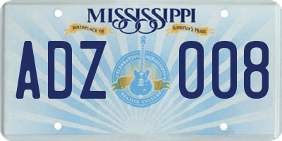 MS license plate ADZ008
