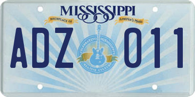 MS license plate ADZ011