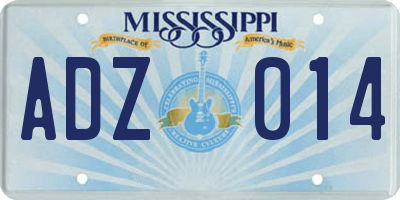 MS license plate ADZ014