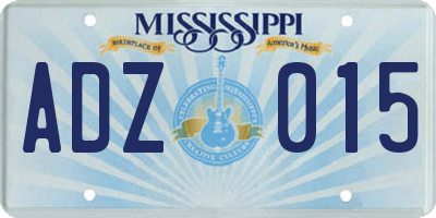 MS license plate ADZ015
