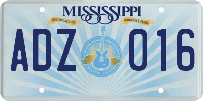 MS license plate ADZ016