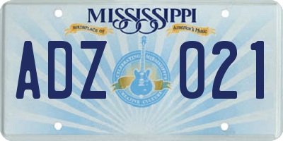 MS license plate ADZ021