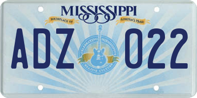 MS license plate ADZ022