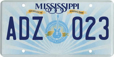 MS license plate ADZ023