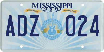 MS license plate ADZ024