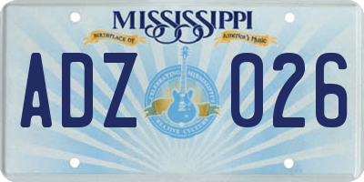 MS license plate ADZ026