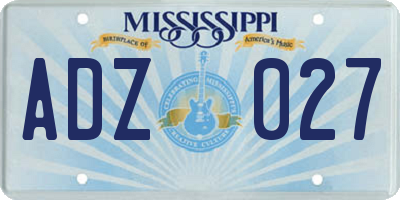 MS license plate ADZ027