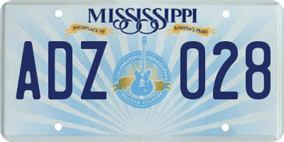 MS license plate ADZ028