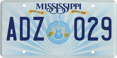 MS license plate ADZ029