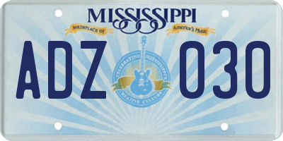MS license plate ADZ030