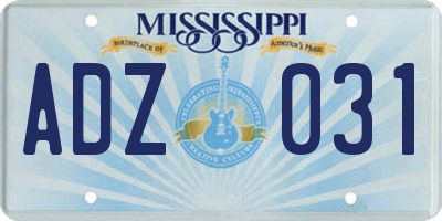 MS license plate ADZ031