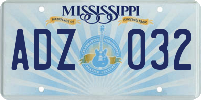 MS license plate ADZ032