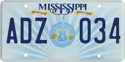 MS license plate ADZ034