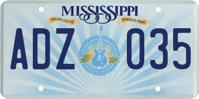 MS license plate ADZ035