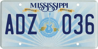 MS license plate ADZ036