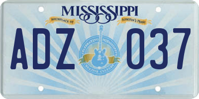 MS license plate ADZ037