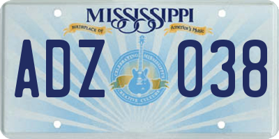MS license plate ADZ038