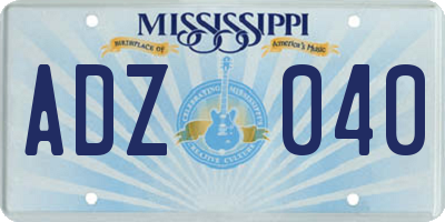 MS license plate ADZ040