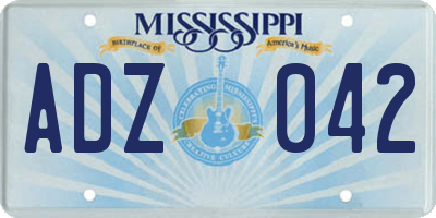 MS license plate ADZ042