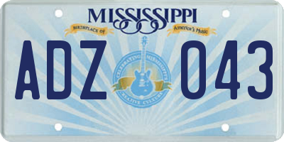 MS license plate ADZ043
