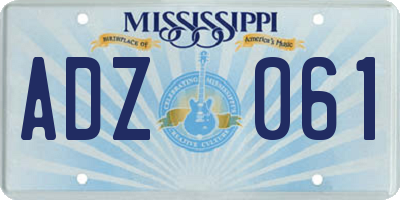MS license plate ADZ061