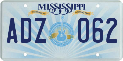 MS license plate ADZ062