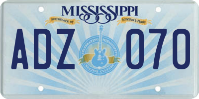MS license plate ADZ070