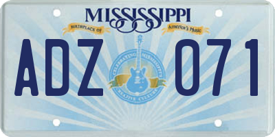 MS license plate ADZ071