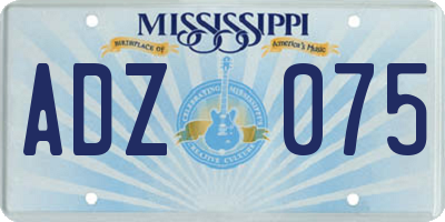 MS license plate ADZ075