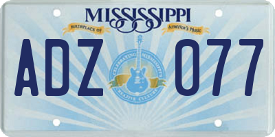 MS license plate ADZ077