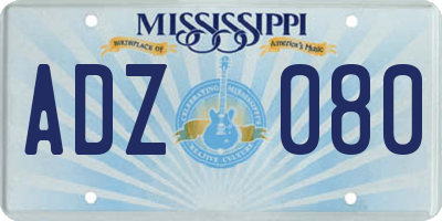 MS license plate ADZ080