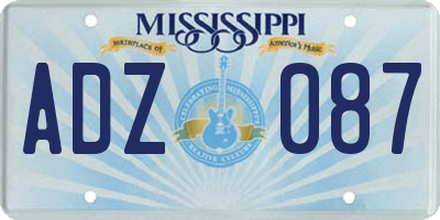 MS license plate ADZ087