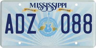 MS license plate ADZ088