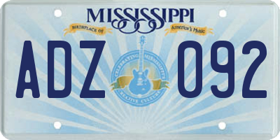 MS license plate ADZ092