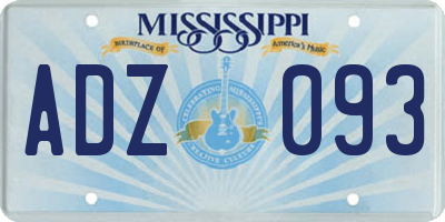 MS license plate ADZ093