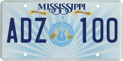 MS license plate ADZ100