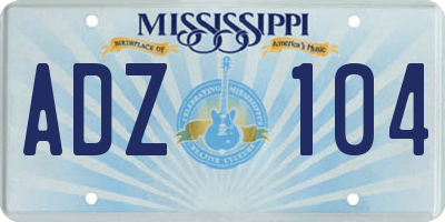 MS license plate ADZ104