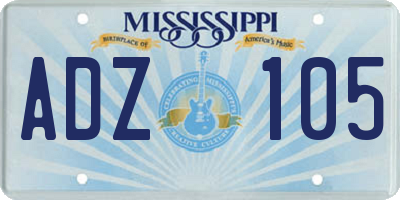 MS license plate ADZ105