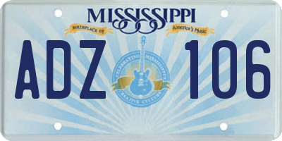 MS license plate ADZ106