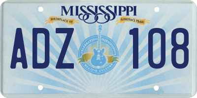 MS license plate ADZ108