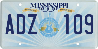 MS license plate ADZ109