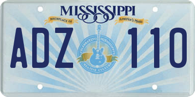 MS license plate ADZ110