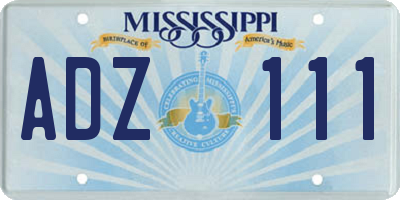 MS license plate ADZ111