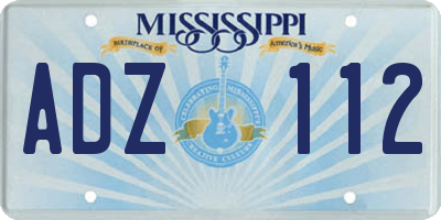 MS license plate ADZ112