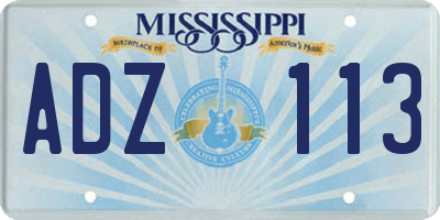 MS license plate ADZ113