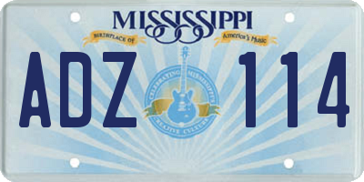 MS license plate ADZ114