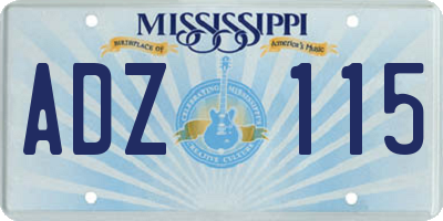 MS license plate ADZ115