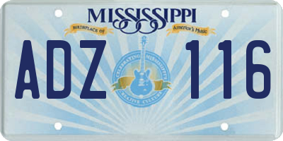 MS license plate ADZ116