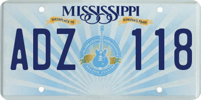 MS license plate ADZ118
