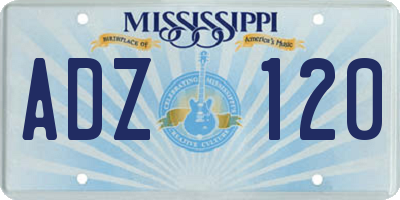 MS license plate ADZ120